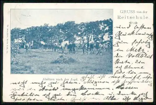 AK - Hannover Soldaten Offizier-Reitschule - Absitzen nach Jagd - 1899 gelaufen