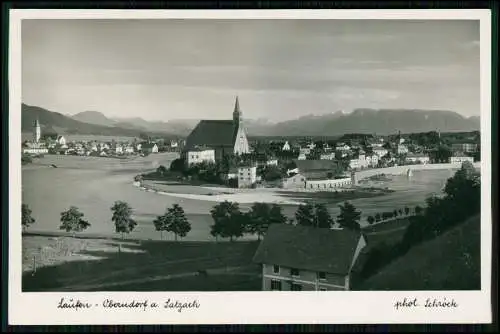 Foto AK - Laufen-Oberndorf a. Salzach - Ort mit Kirche und Umgebung