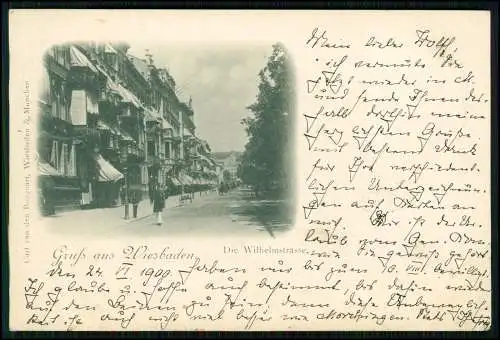 AK - Wiesbaden in Hessen - Soldaten in der Wilhelmstraße - 1900 gelaufen