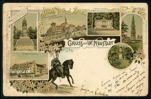 AK - Litho Wiener-Neustadt - Gefallenen-Denkmal Zeughaus-Kaserne - 1903 gelaufen