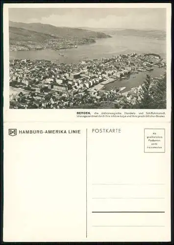Klapp-AK Bergen -Dampfer Oceana Hamburg-Amerika 19. Norwengefahrt Menükarte 1936