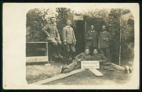 Foto AK 1. WK - Soldaten Stabsquartier ... Truppen 178 Champagne 1917 - im Felde