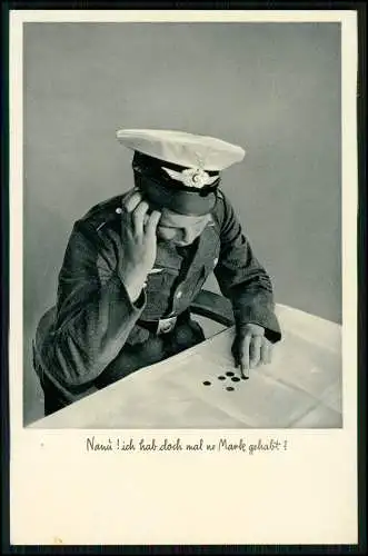 AK - Soldat Luftwaffe zählt sein Geld - Nanu! ich hab doch mal ne Mark gehabt?