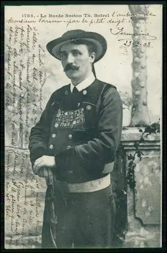 AK - Theodore Botrel - Sänger in bretonischer Tracht Bretagne - 1908 gelaufen