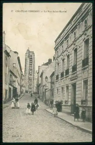 AK 1. WK - Chateau-Thierry - Rue Saint-Martin et Eglise Saint-Crepin - 1914 gel.