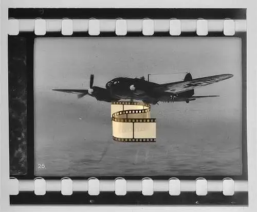 Original Dia 4 x 3,5 cm vor 1945 - Flugzeug Aircraft - Luftbild