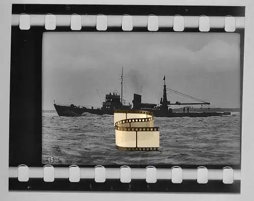 Original Dia 4 x 3,5 cm vor 1945 - Kriegsschiff Boot Kriegsmarine