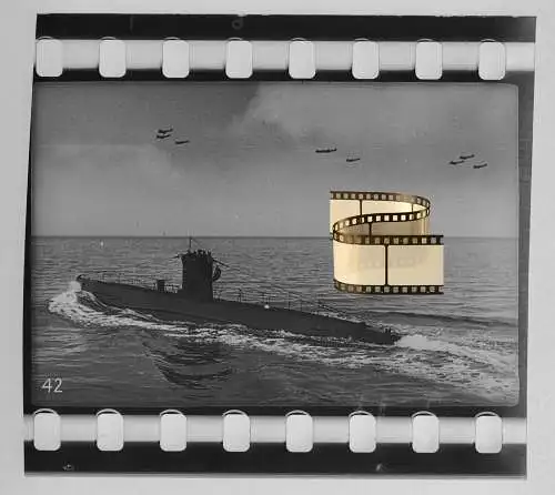 Original Dia 4 x 3,5 cm vor 1945 -  Deutsches U-Boot Unterseeboot Kriegsmarine