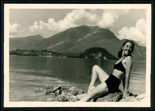 3x alte Foto - Lago di Garda Gardasee Benaco - junge Frau im Bikini am See