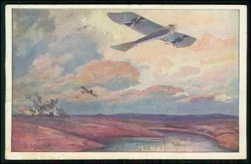 AK R. Schulze Flugzeug Militärtauben  Masurischen Seen Ostpreußen -1920 gelaufen