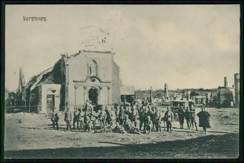 AK 1. WK - Varennes en Argonne Lothringen - deutsche Soldaten 1915 Feldpost gel.
