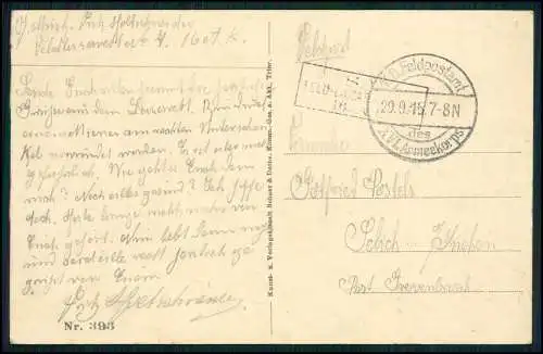AK 1. WK - Heutrégiville Marne Frankreich, Ortspartie, Kirche 1915 Feldpost gel.