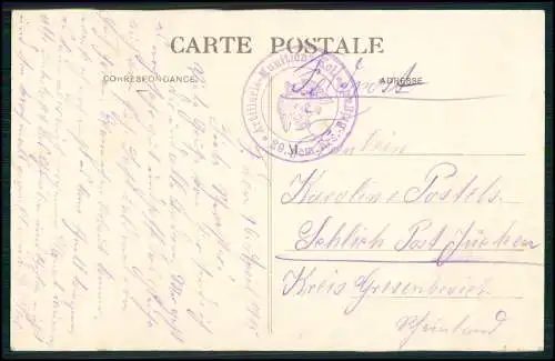 AK 1. WK - intérieur Église Saint-Hubert de Waville - 1915 Feldpost gelaufen