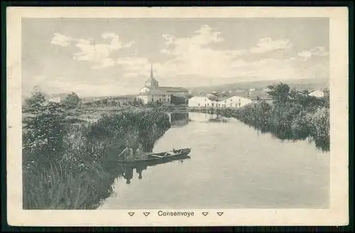 AK 1. WK - Consenvoye Meuse - deutsche Soldaten Boot Fluss - 1916 Feldpost gel.