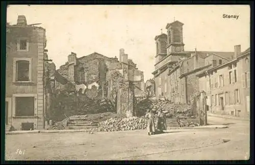 AK 1. WK - Stenay Lothringen Meuse - Frauen zerstörer Häuser - 1916 Feldpost