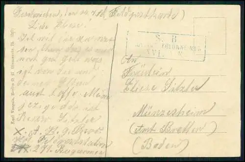 AK 1. WK - Eroberter russischer Schützengraben vor Warschau - 1916 Feldpost