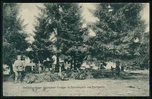 AK 1. WK - Montgarni Aisne - Heldengräber deutscher Krieger Schlosspark - 1915