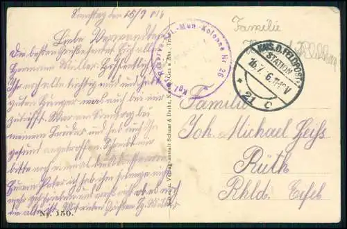AK 1. WK -Deutscher Leer-Zug d. den Antwerpener Südbahnhof zerstören sollte 1916