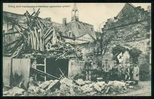 AK 1. WK - Crouy durch französisches Artilleriefeuer systematisch zerstört 1916