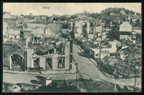 AK 1. WK - Rethel Ardennes - Zerstörte Häuser Straßenansicht - 1916