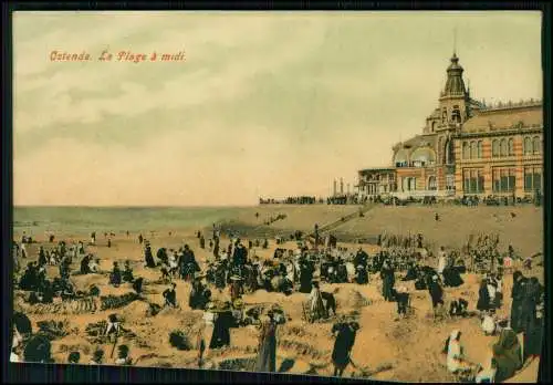 AK 1. WK - Ostende Westflandern - La Plage a Midi Strandpartie - Feldpost 1915