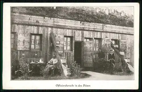AK 1. WK - Offiziersbaracke i. d. Dünen Soldatenleben Bunker -Feldpost 1916 gel.