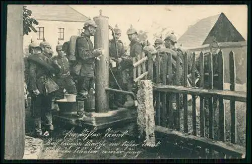 AK - Ein kühler Trunk - Soldaten am Brunnen - 1912 Saarlouis Saarland gelaufen