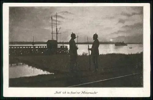 AK 1. WK -Steh ich in finstrer Mitternacht - Soldat auf Wachposten 1916 Feldpost
