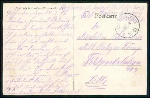 AK 1. WK -Steh ich in finstrer Mitternacht - Soldat auf Wachposten 1916 Feldpost