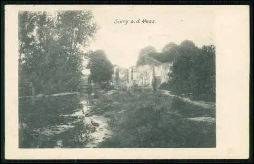 AK 1. WK -Sivry-sur-Meuse - deutsche Soldaten an der Maas - 1916 Feldpost gel.
