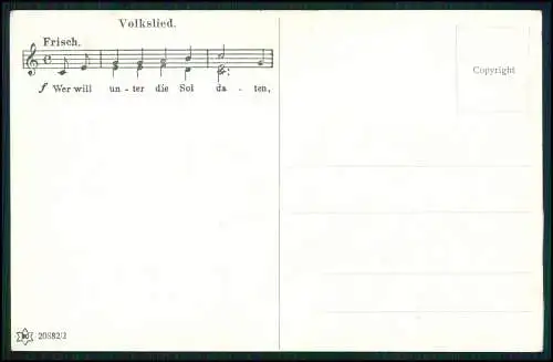 AK Paul Hey Wer will unter die Soldaten, Volksliederkarte 17 Kinder Pickelhauben
