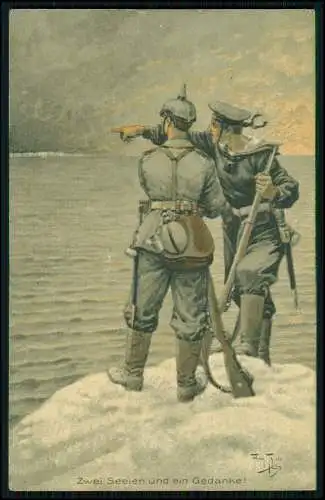 Thiele Arthur, Zwei Seelen und ein Gedanke, Soldat, Matrose - 1916 Feldpost gel.