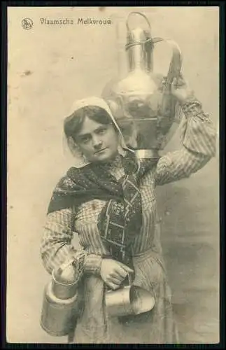 AK 1. WK Belgische Milchfrau - Vlaamsche Melkvrouw - Buchholz Hunsrück 1916 gel.