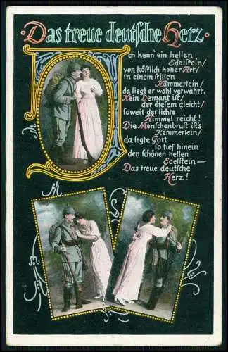AK 1. WK - Das treue deutsche Herz - Soldat tröstet sein Mädchen - 1916 Feldpost
