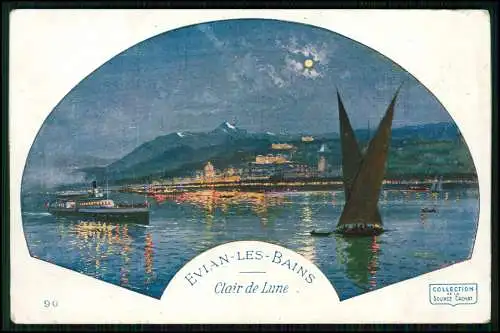 AK 1. WK Evian les Bains Clair de Lune - Feldpost-Expedition der 16. - 1915 gel.