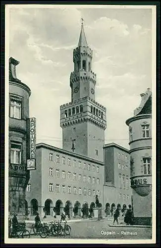 AK - Opole Oppeln Schlesien - Rathaus Apotheke Fahrrad Fußgänger  -1939 gelaufen