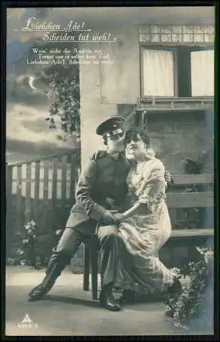 5x AK Serie - Liebchen Ade Scheiden tut - Soldat tröstet  Mädchen -1918 Feldpost