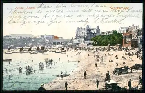 2x AK  Scarborough North Yorkshire - South Sands - The Spa Promenade - 1904 gel.