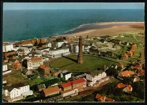 Foto AK - Insel Borkum Ostfriesland - Luftbild Blick auf Leuchtturm und Umgebung