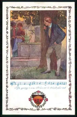 Deutscher Schulverein Nr. 368 Mann belauscht das Paar am Brunnen - 1917 gelaufen