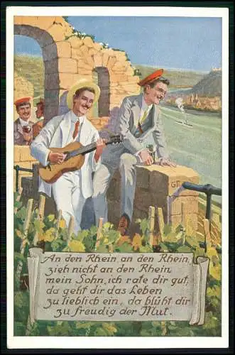 AK Künstler - An den Rhein, an den Rhein, zieh' nicht ..Volkslieder-Karte Nr. 11