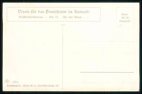 AK Künstler - An den Rhein, an den Rhein, zieh' nicht ..Volkslieder-Karte Nr. 11