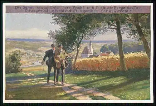 Künstler Paul Hey Nr. 1 - Sommer - Musizierende Männer beim Spaziergang - 1920