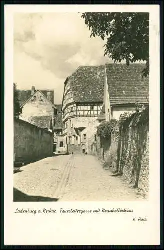 2x Foto AK - Ladenburg a. Neckar - Feuerleitergasse Neunhellerhaus Galluskirche