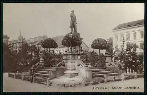 2x Foto AK - Ústí nad Labem Aussig - Kaiser Josefs Platz - Denkmal Treppe - 1911