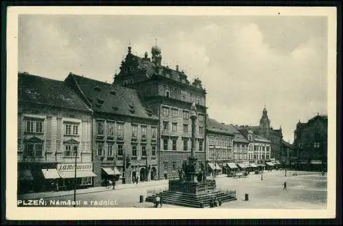 AK - Plzeň Pilsen Stadt - Platz mit Rathaus Denkmal - 1939 Feldpost gelaufen