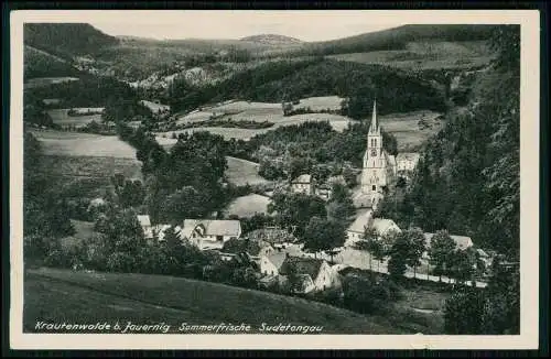 AK - Krautenwalde b. Jauernig - Sudetengau - Kirche Teilansicht vom Ort - 1938