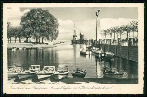 AK - Konstanz am Bodensee - Gondelhafen mit Zeppelin-Denkmal - 1936