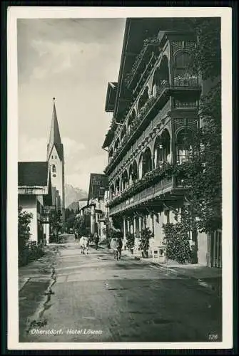 Foto AK - Oberstdorf im Oberallgäu - Kirchstraße - Hotel Löwen - 1936