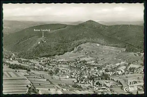Echt Foto AK Cekade Karte - Luftbild Landeck Burgruine und Ort Klingenmünster